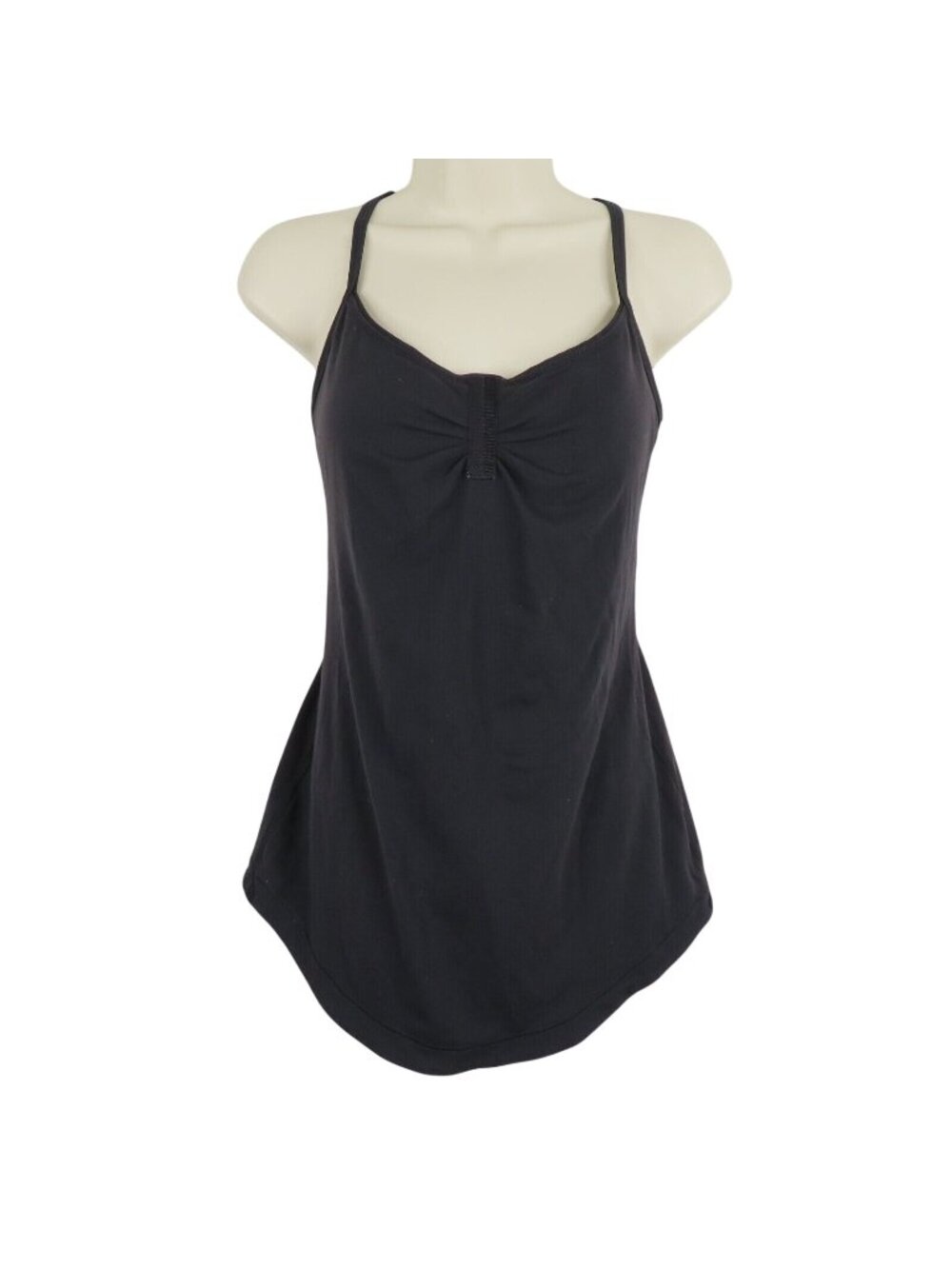 Lululemon Womens 8/10 Solid Black Built in Bra Athletic Workout Tank Top Fitness